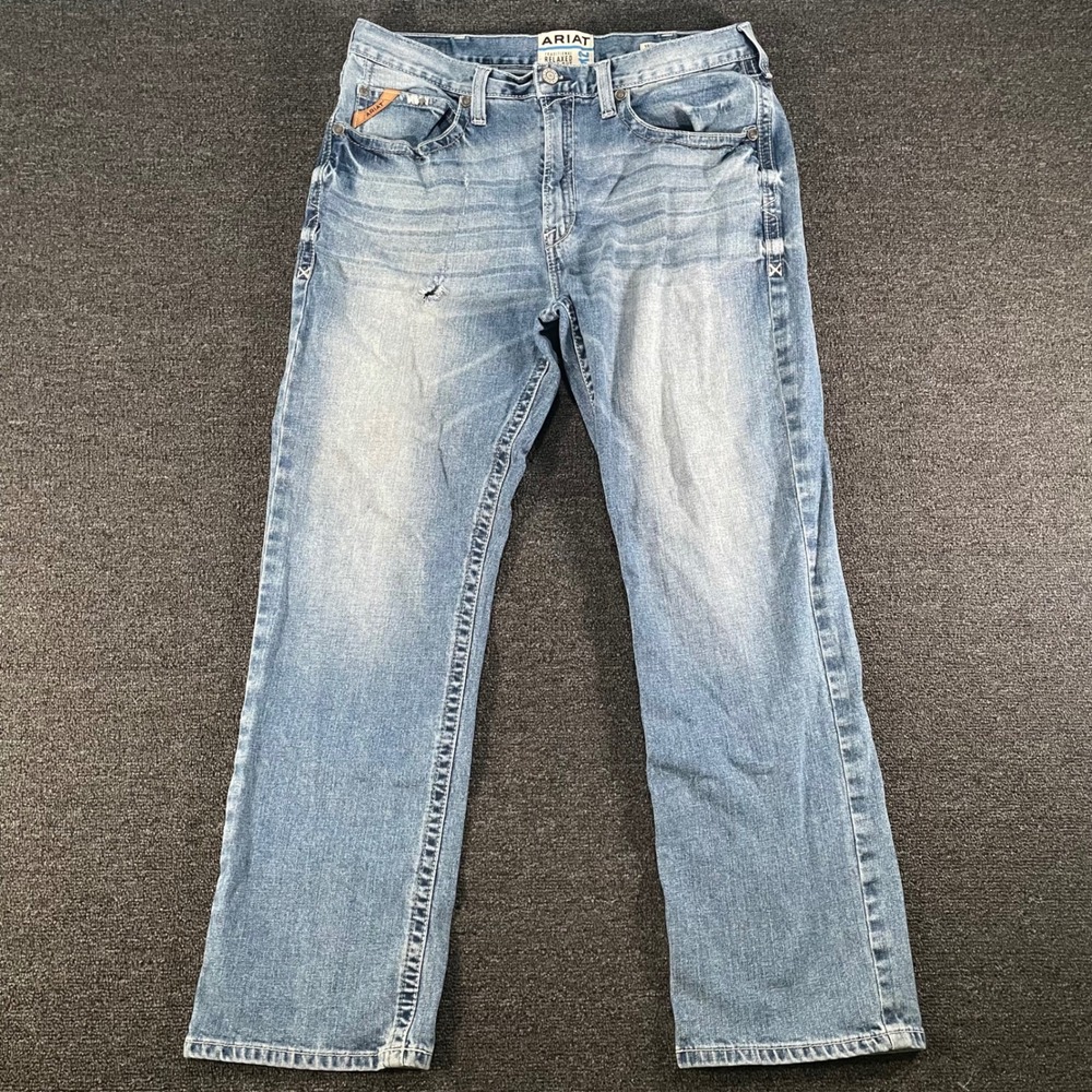 Ariat M2 Stirling Jeans Mens 38x32 Light Wash Good Relaxed Boot Cut 10020942
